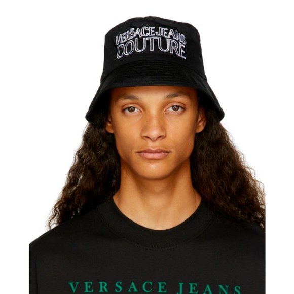 Versace Jeans Mens Black Embroidered Bucket Hat Size Medium display picture 1